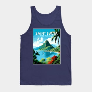 Saint Lucia The Pitons Travel and Tourism advertising Print Tank Top